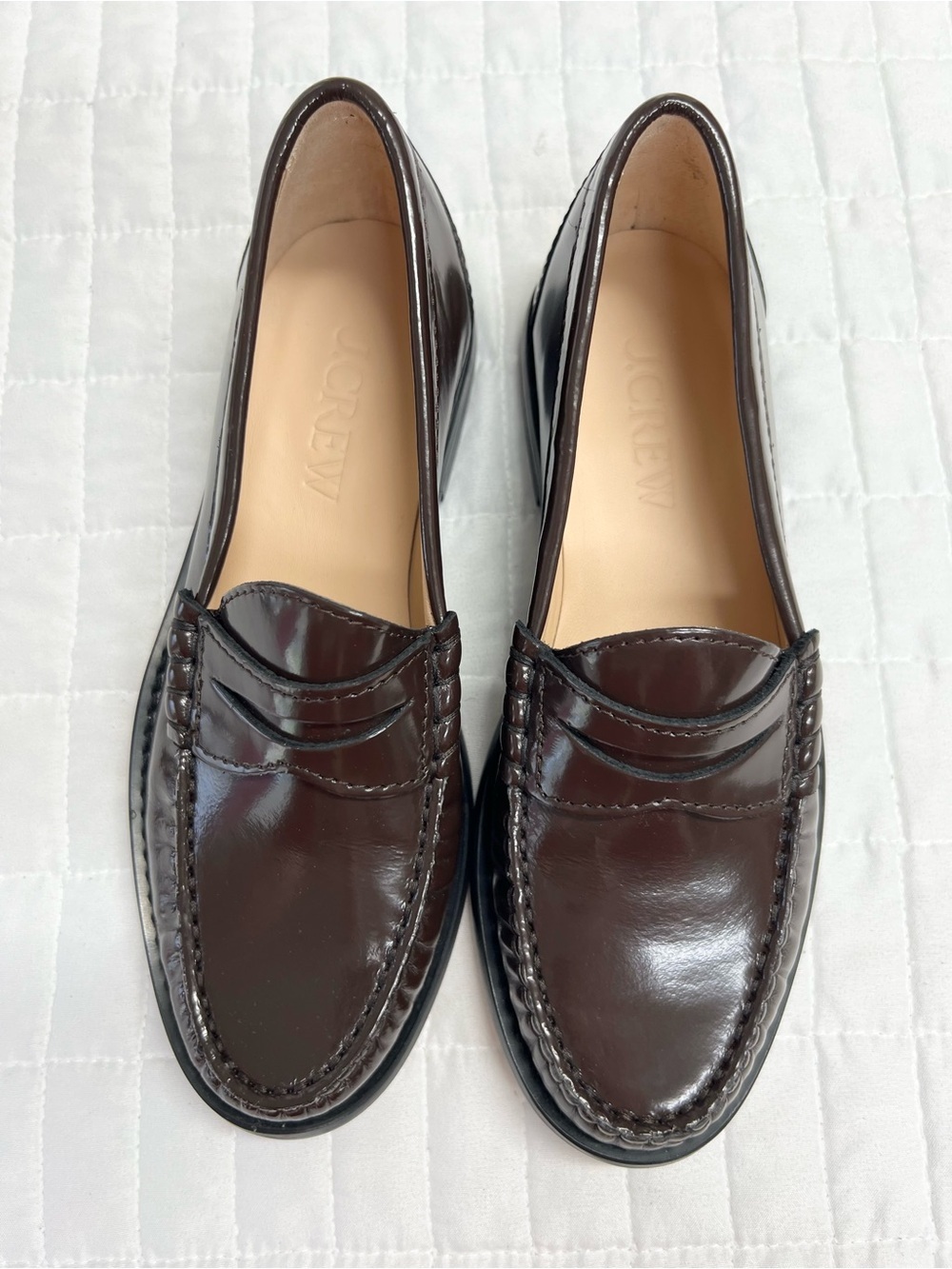 J. Crew New Winona penny loafers Italian spazzolato leather Cocoa Berry Size 5 - Picture 9 of 11